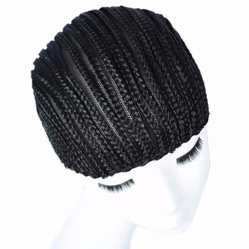 FEEL ME Braided Cap 1Pc Crochet Wig Cap in Cornrow Sew Hair for Making Synthetic Wig or Weave Easier Sew In Crochet Braided Wig Caps Medium Size Black Crochet Cornrow Cap for Crochet Braids - Image 4